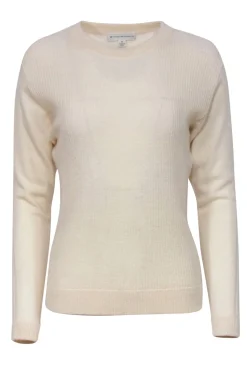 White & Warren - Cream Ribbed Cashmere Pullover Sweater Sz XS