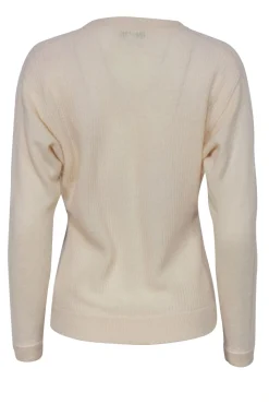 White & Warren - Cream Ribbed Cashmere Pullover Sweater Sz XS