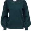 White & Warren - Green Cashmere Blouson Sleeve Sweater Sz L