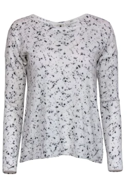 White & Warren - White & Black Paint Splatter Print Sweater Sz XS