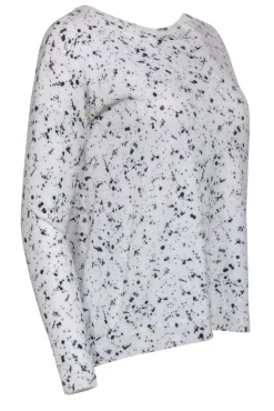 White & Warren - White & Black Paint Splatter Print Sweater Sz XS