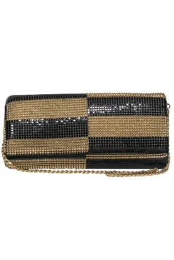 Whiting & Davis - Gold & Black Checkered Chainmail Mini Purse