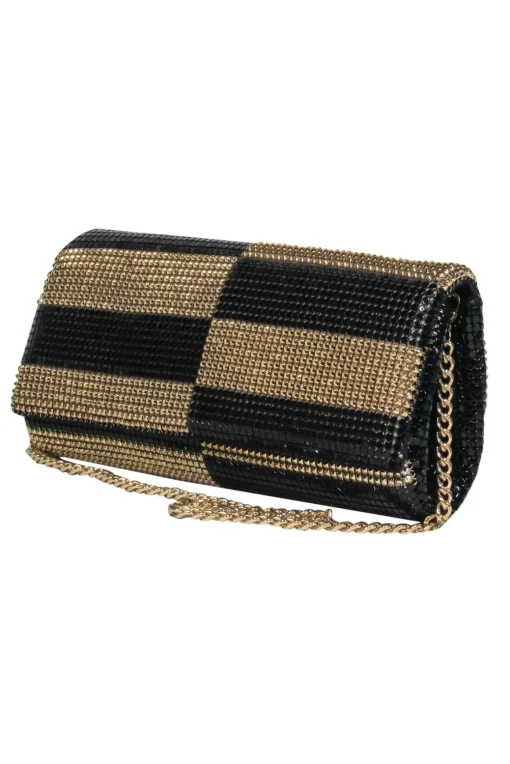 Whiting & Davis - Gold & Black Checkered Chainmail Mini Purse