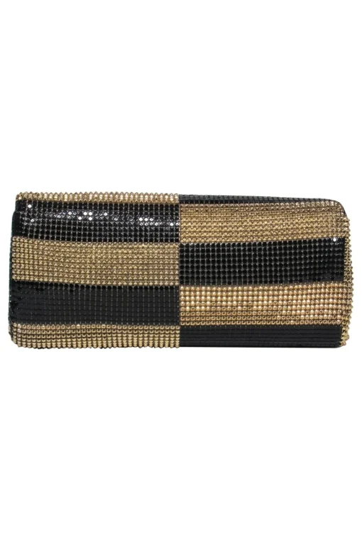 Whiting & Davis - Gold & Black Checkered Chainmail Mini Purse