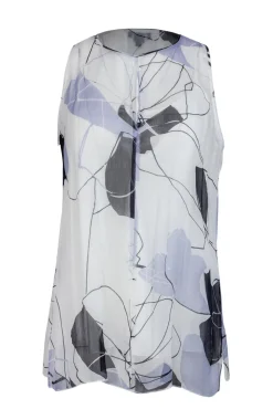 Worth New York - White Silk Blouse w/ Geometric Print Sz 6