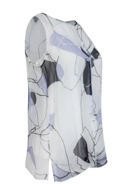 Worth New York - White Silk Blouse w/ Geometric Print Sz 6