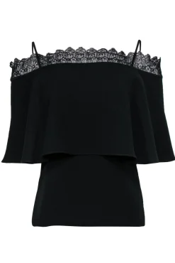 Yigal Azrouel - Black Off-the-Shoulder Blouse w/ Lace Sz 4