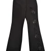 Yigal Azrouel - Black Wool Blend Pants w/ Sequined Eyelet Detail Sz 8