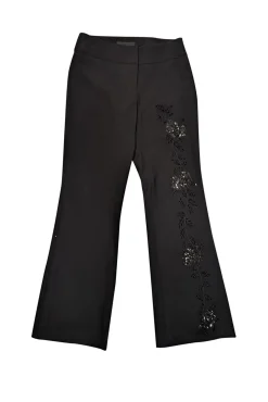 Yigal Azrouel - Black Wool Blend Pants w/ Sequined Eyelet Detail Sz 8