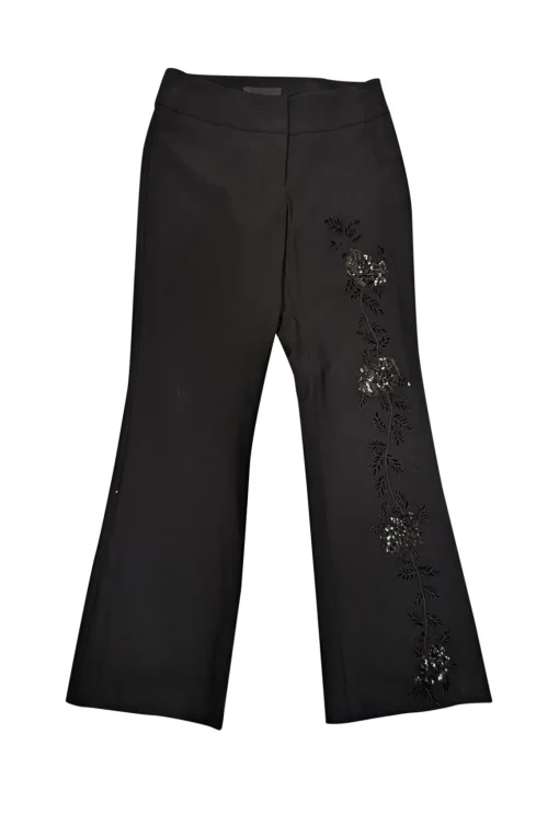 Yigal Azrouel - Black Wool Blend Pants w/ Sequined Eyelet Detail Sz 8