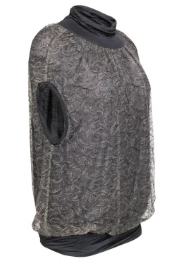 Yigal Azrouel - Olive Green & Gray Draped Lace Blouse Sz 6