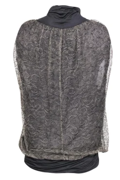 Yigal Azrouel - Olive Green & Gray Draped Lace Blouse Sz 6