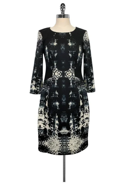 Yoana Baraschi - Black & White Printed Bodycon Dress Sz 6