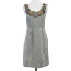 Yoana Baraschi - Grey Floral Embellished Neckline Dress Sz 4