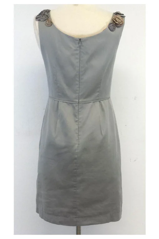 Yoana Baraschi - Grey Floral Embellished Neckline Dress Sz 4