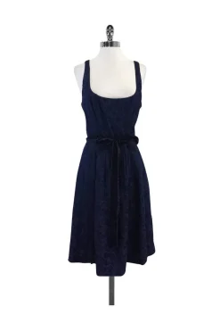 Yoana Baraschi - Navy Floral Embroidered Dress Sz 10