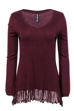 Yoana Baraschi - Oxblood V-Neck Sweater w/ Fringe Sz S