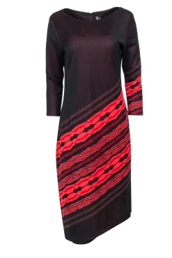 Yoana Baraschi - Red & Maroon Stripe Woven Dress Sz L