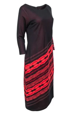 Yoana Baraschi - Red & Maroon Stripe Woven Dress Sz L
