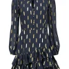 Yumi kim - Black & Gold Metallic Print Long Sleeve Dress Sz XS