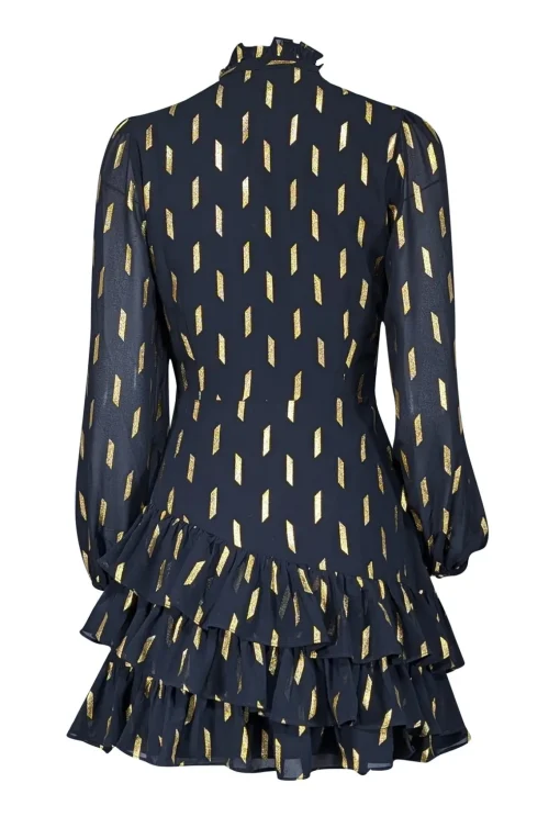 Yumi kim - Black & Gold Metallic Print Long Sleeve Dress Sz XS
