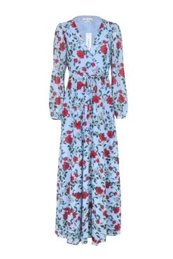 Yumi Kim - Blue w/ Red & White Floral Print Maxi Dress Sz M