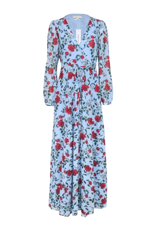 Yumi Kim - Blue w/ Red & White Floral Print Maxi Dress Sz M