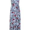 Yumi Kim - Blue w/ Red Froral Print Wrap Maxi Dress Sz XS