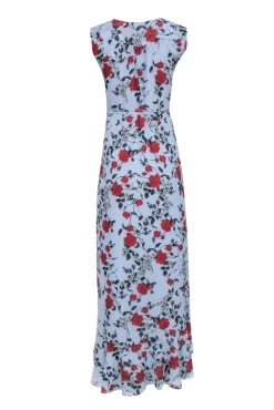 Yumi Kim - Blue w/ Red Froral Print Wrap Maxi Dress Sz XS
