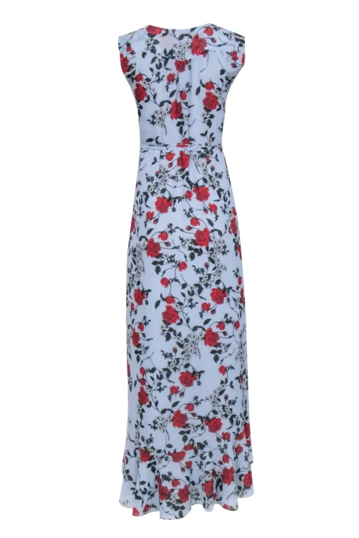 Yumi Kim - Blue w/ Red Froral Print Wrap Maxi Dress Sz XS