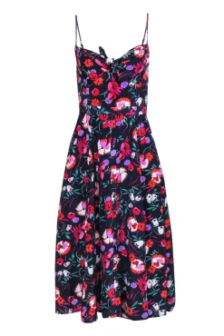 Yumi Kim - Navy Floral Print A-Line Button Down Midi Sundress Sz S