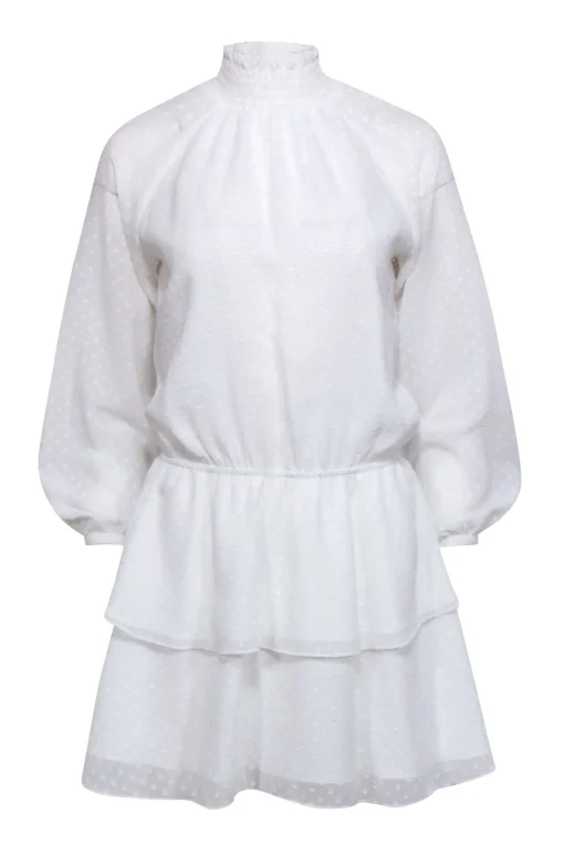 Yumi Kim - White Polka Dot Drop Waist Dress w/ Tiered Skirt Sz XS