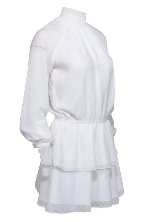 Yumi Kim - White Polka Dot Drop Waist Dress w/ Tiered Skirt Sz XS