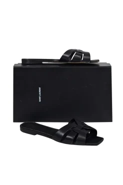 Yves Saint Laurent - Black Leather Slide Sandals Sz 9