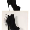 Yves Saint Laurent - Black Suede Platform Booties Sz 5
