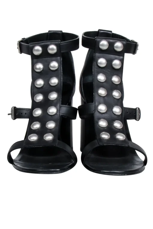 Yves Saint Laurent - Black Studded Front Strappy Pumps Sz 11