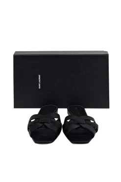Yves Saint Laurent - Black Leather Slide Sandals Sz 9