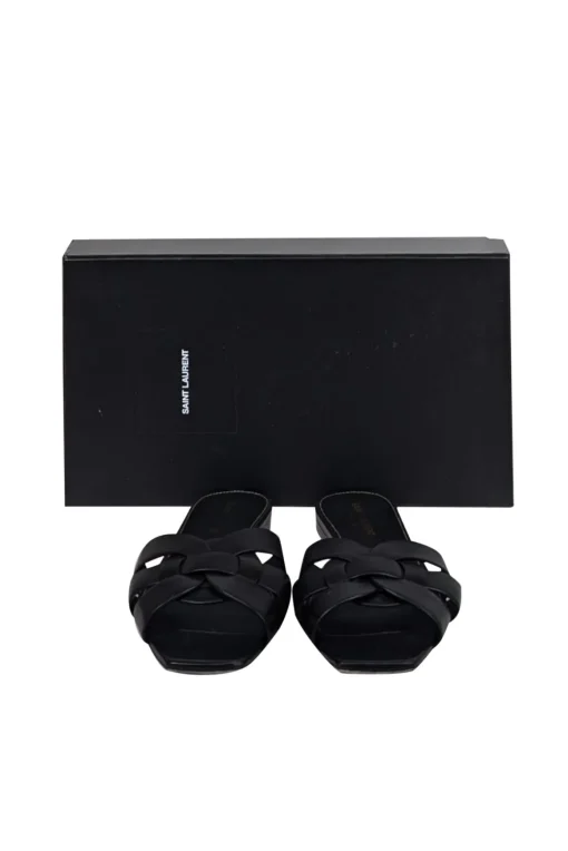 Yves Saint Laurent - Black Leather Slide Sandals Sz 9