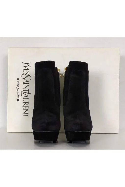 Yves Saint Laurent - Black Suede Platform Booties Sz 5
