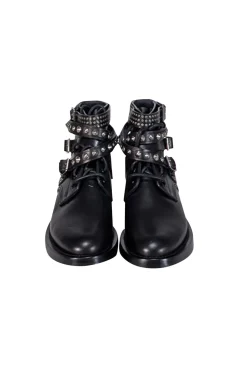 Yves Saint Laurent - Black Leather "Ranger" Short Studded Ankle Boot Sz 7