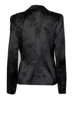 Yves Saint Laurent - Black Floral Satin Brocade Blazer Sz 6