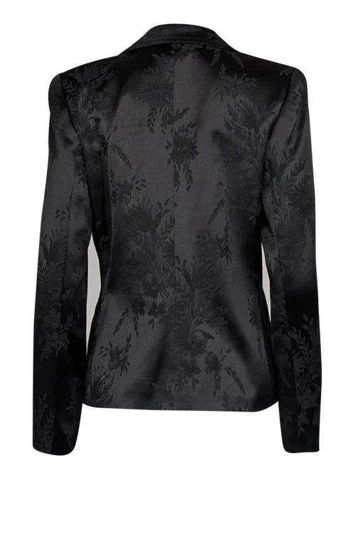 Yves Saint Laurent - Black Floral Satin Brocade Blazer Sz 6