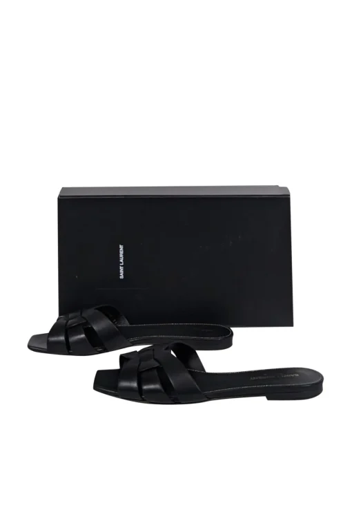 Yves Saint Laurent - Black Leather Slide Sandals Sz 9