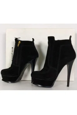 Yves Saint Laurent - Black Suede Platform Booties Sz 5