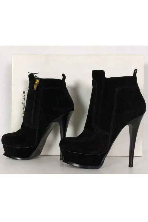Yves Saint Laurent - Black Suede Platform Booties Sz 5