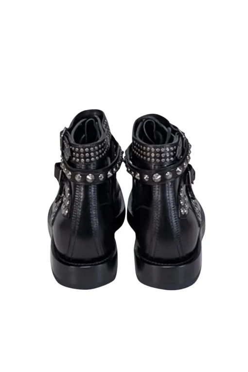 Yves Saint Laurent - Black Leather "Ranger" Short Studded Ankle Boot Sz 7