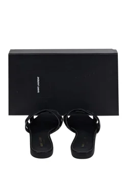 Yves Saint Laurent - Black Leather Slide Sandals Sz 9