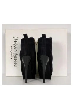 Yves Saint Laurent - Black Suede Platform Booties Sz 5