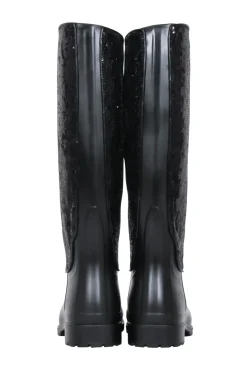 Yves Saint Laurent - Black Sequin Rubber Boots Sz 7