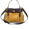 Yves Saint Laurent - Mustard Yellow & Brown Leather Muse Satchel Bag